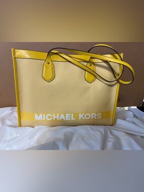 Michael Kors Yellow Logo Canvas Tote